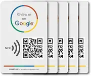 [MESSAGENES] Review Us on Google QR Code Stickers | Reusable Smart QR Code and NFC | Pack 5 Rectangular Units | Easy Reviews | Modify Link Whenever You Want | Google Decal for Business