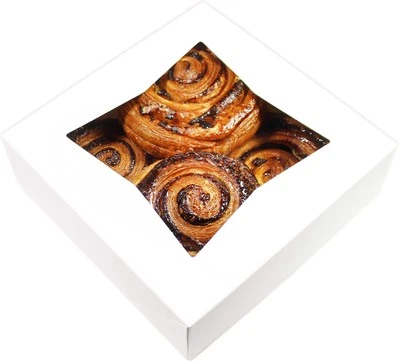 8x8x2.5” White Bakery Boxes With Window | 100 Pack | Pastry Boxes with Window...