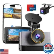 4K Dash Cam Front and Rear, Dual Dash Camera for Cars with 64G SD Card, 3" IP