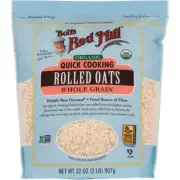 Bob'S Red Mill Organic Quick Cooking Rolled Oats Whole Grain 32 Oz