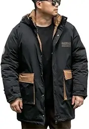 [Generic] Men'd Coldproof Plus Size Parkas Winter Hooded Windbreaker Cargo Coats Thick Warm Oversized Jackets