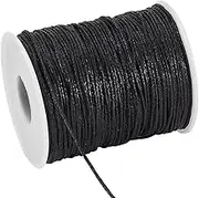 PH PandaHall 100 Yards 1mm Waxed Cotton Cord, Black Waxed String Beading Thread Roll Spool for Bracelet Necklace Jewelry Waist Beads DIY Crafts Making Macrame Supplies