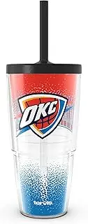 Tervis NBA Oklahoma City Thunder - Defend Made in USA Double Walled Insulated Tumbler Travel Cup Keeps Drinks Cold & Hot, 24oz with Straw Lid, Classic