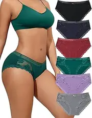 [Levao] Pack of 6 Women's Lace Briefs Cotton Underwear Women Hipster Panties Women's Soft Comfortable Underwear Multipack S-XL