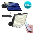 LED Solar Motion Sensor Light Outdoor Garden Wall Security Flood Lamp Remote