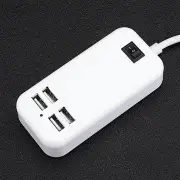 5V 3A 4 Ports USB Wall Charger AC Power Adapter 1.5M Cable ON / OFF Switch