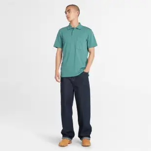 【Timberland】男款藍綠色 TimberCHILL™ 涼爽科技抗UV 短袖Polo衫(A6427CL6)