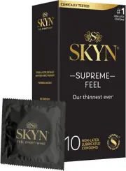 Supreme Feel Non-Latex Condoms - 10 Count – Ultra-Thin & Pre-Lubricated for a Na