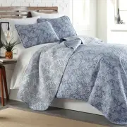 , Inc. Extra Large King Size Quilts, Paisley Quilt, Blue and White Bedspread,...