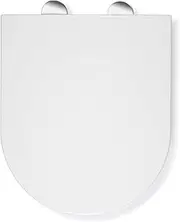 Croydex Kisdon Slimline D Shaped Soft Close Toilet Seat - with Quick Release Button for Easy Cleaning, Durable Scratch-Resistant Thermoset Plastic, Adjustable Flexi-Fix Hinges, Simple DIY Installation