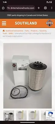 International Fuel FIlter cartridge for Maxxforce 11 and 13 engine applications