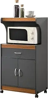 Hodedah Kitchen Cart, Gray Oak for Microwave