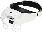 Magnifying Glass with Light for Close Work, Head Mount Magnifier Visor with 3 LED Jeweler's Loupe Light, 1X to 14x Zoom Hands-Free Lighted Glasses Headset for Reading, Sewing, Watch Repair