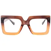 Oversized Square Blue Light Glasses for 54 Millimeters A4 Brown/Orange Frame