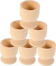 PRETYZOOM 6pcs Wooden Egg Cups for DIY Crafts Ample Quantity Blank Egg Holders for Easter Decorations Creative Projects and Parties Storage Container