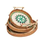 3Pcs Rattan Serving Tray with Handles for Kitchen Parties Serving Dinner