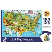 USA Illustrated Map Wooden Jigsaw Puzzle for Children and Adults - 152-Piece