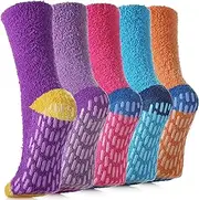 [SDBING] Non Slip Socks Fuzzy Socks with Grips for Women Hospital Socks with Grips for Women Slipper Socks