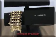 St John 5 strand Crinkle Chain Beaded & Crystal Bracelet NWT MSRP $250