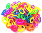 100 PC BIG C CHAIN LINKS PLASTIC NEON TOY PARROT BIRD FOOT PARTS KID DIY MIXED C