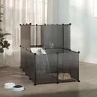 Small Animal Cage Pet Rabbit Hare Hutch PP Plastic Panels Water Resistant Black