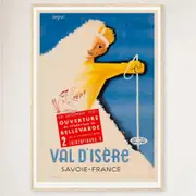 Galrie Vald'Isere Vintage Ski Poster from the Auvergne Rhone Alpes Region of France, Wood Frame, A1 60 x 84cm (23 x 33inch)