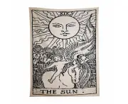 Anyhouz Tapestry Beige The Sun 150X100 cm Tarot Card Psychedelic Scene Art Hippie Bohemian Decoration Sheets