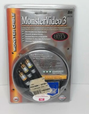 New Monster Cable MV3CV-8M Video 3 Component Video Cable 8M (26.2ft)