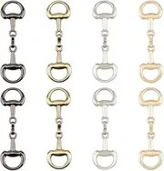 SUPERFINDINGS 8Pcs 4 Colors Alloy D Ring Snaffle Bit Buckles Horse Bit Buckle Double Bit Buckle for DIY Snaffle Bit Horse Jewelry Loafer Shoes Decoration, 72x21x6mm
