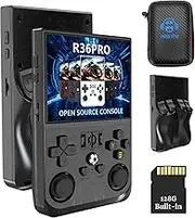 Bewinner R36PRO Handheld Game Console, Newly Launched 4000mAh Retro Gaming Console Faster & Better Sound Quality, 3.5 Inch IPS Screen 640x480 Open Source Game Player for Kids, Transparent Black (128G)