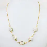 Natural White Drusy Agate Pendant Gold Filled Necklace with clasp 20" FREE SHIPP