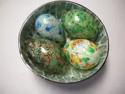 Decorative Bowl With Floral Eggs, Brand New