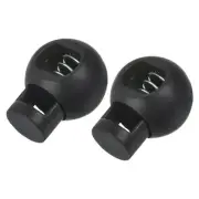 15pcs Plastic Spring Cord Lock 0.3" x 0.2" Single Holes End Toggle Stopper Black
