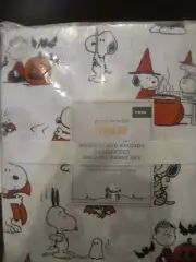 Pottery Barn Peanuts Snoopy & Friends Halloween twin sheet set New