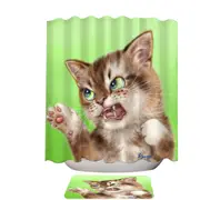Cats Cool Art Drawings the Attacker Kitten Shower Curtain