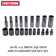 Craftsman Socket Set 20 Piece Deep and Standard 1/4" Drive 6-Point Tools SAE