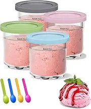4 PACK Containers Replacement for Ninja Creami Pints and Lids, 16oz Cup Compatible with NC301 NC300 NC299AMZ Series Ice Cream Maker, BPA Free Dishwasher Safe Leak Proof