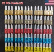 25Pcs Micro3 Fuse ATL Car Blade Fuses Assortment Kit 3 Prong Micro Blade 5-20A