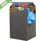 100L Large Laundry Basket Washing Clothes Storage Box Basket Bin Hamper With Lid