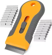 Razor Blade Scraper Tool with 15 Extra Blades for Multi-Surface Cleaning