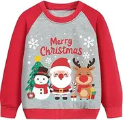 Little Hand Toddler Boys Christmas Tree Sweatshirts Kids Xmas Car Pullover Shirts Crew Neck Tops Tees 2-7 Years