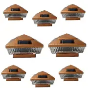 Solar Post Cap Light 8 Pcs 4x4 Solar Copper Color Square 5 LED Bulbs Fence Light
