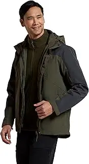 Mountain Warehouse District Extreme Mens 3 in 1 Waterproof Jacket - Breathable Coat with Taped Seams, Zipped pockets & Adjustable Fit - For Autumn Winter & Wet Weather