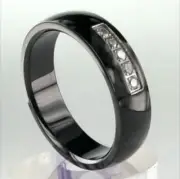 BLACK TITANIUM Fashion RING with 5 Round CZ Stones, size 13 - NEW - In Gift Box!