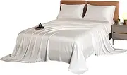 Aulaire 60s 100% Bamboo Lyocell Fabric Bedding in Snow White (Bedsheet Set, Double)