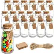 18 Pack 3.5oz Small Glass Bottles Mini Jars with Cork Stoppers, Strings and Tags
