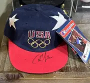 Vintage 90s Champion Olympics Team USA Signed Carl Lewis Snapback Cap Hat
