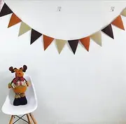 Party Decor Semicircle Triangle Fabric Bunting Pennant Flags Christmas Halloween Banner Garland Vintage Baby Birthday Party Festival Decor (Color : 026, Size : 4M)