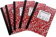 Bundle of 5 Wide Ruled Marbled Composition Notebooks; Red