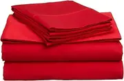 American Linen Luxury Sheets Trusted by The Biggest Hotels Red Solid 600 Thread Count 4-Piece Queen Bed Sheet Set Real Egyptian Cotton, Sateen Solid, Fitted Sheet Fit up to 12 Inches Deep Pocket.
